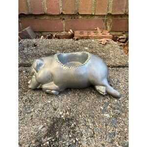 Vintage Morton's Steakhouse Pewter Oil Lamp Base Sleeping Pig 7 Inches
